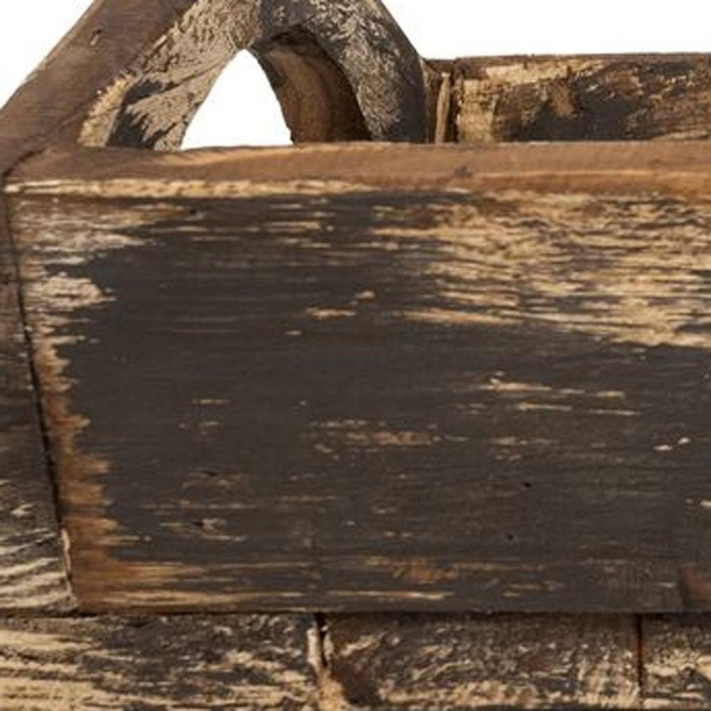 20" Brown Reclaimed Wood Handmade Serving Tray With Handles