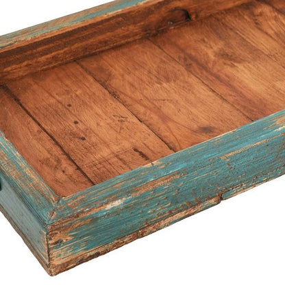 21" Natural Solid Wood Handmade Serving Tray With Handles