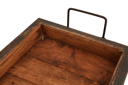 21" Natural Solid Wood Handmade Serving Tray With Handles