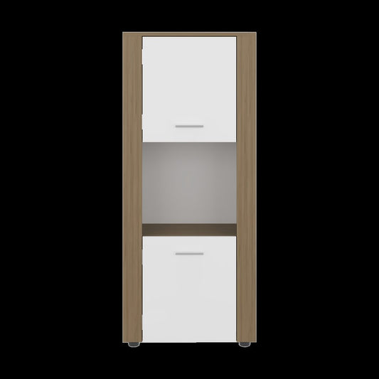 53" Beige Wood One Tier Bookcase with One Door