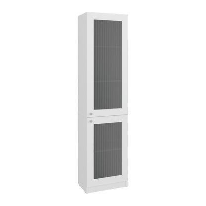 71" White Wood One Tier Bookcase with One Door