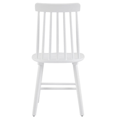 Set of Four White Solid Wood Windsor Back Dining Side Chairs