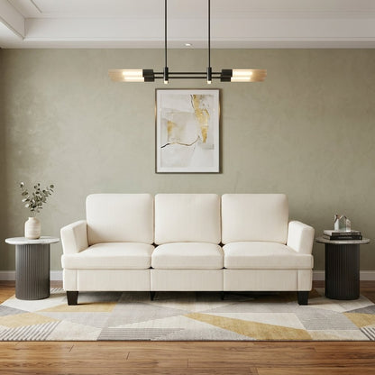 84" White Corduroy Sofa