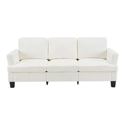 84" White Corduroy Sofa
