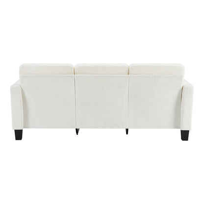 84" White Corduroy Sofa