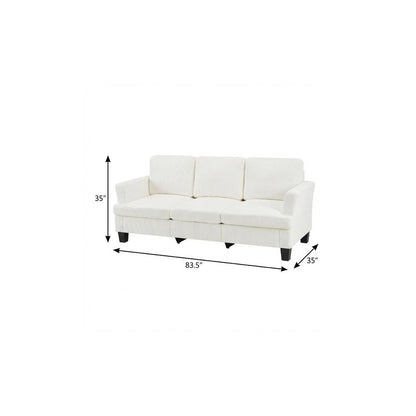 84" White Corduroy Sofa