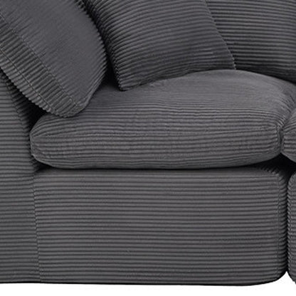 138" Dark Gray Corduroy Modular Sofa With Toss Pillows
