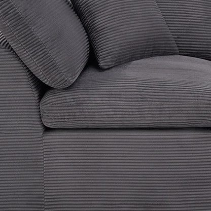 108" Dark Gray Corduroy Modular Sofa With Toss Pillows