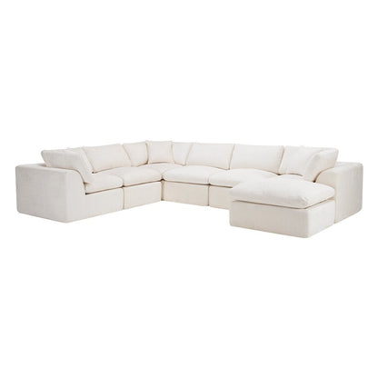 138" Beige Chenille Modular Sofa With Ottoman And Toss Pillows