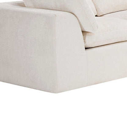138" Beige Chenille Modular Sofa With Ottoman And Toss Pillows