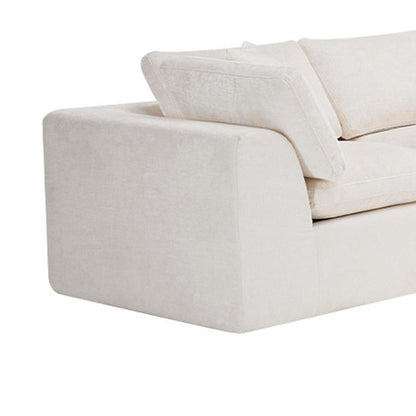 138" Beige Chenille Modular Sofa With Ottoman And Toss Pillows
