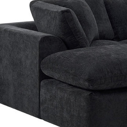 138" Black Chenille Modular Sofa Chaise With Ottoman And Toss Pillows