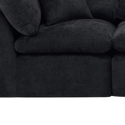 108" Black Chenille Modular Sofa With Ottoman And Toss Pillows