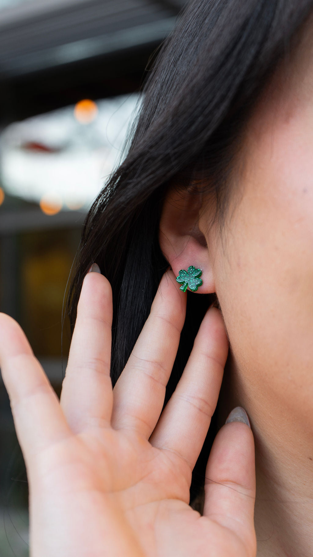 Shamrock Studs - Green Glitter