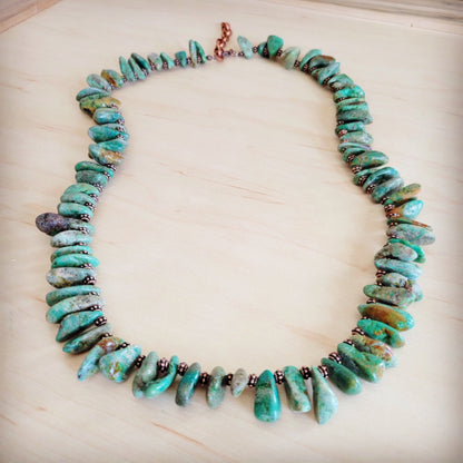 Natural Turquoise Stacked Stone Necklace Matinee Length 263f