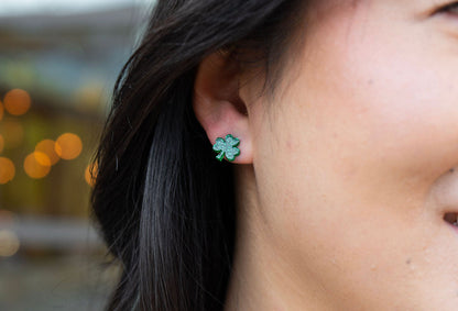 Shamrock Studs - Green Glitter