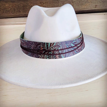Wide Genuine Leather Brown Floral Hat Band Only 954g