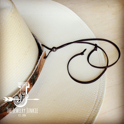 Light Hair on Hide Leather Hat Band Only w/ Turquoise Slab 951n