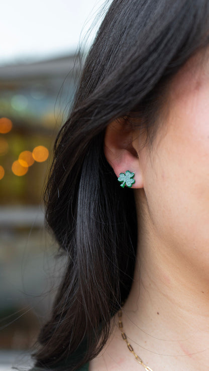 Shamrock Studs - Green Glitter