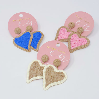 Sunny Days Heart Raffia Earrings