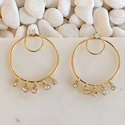 Double Circle Front Back Hoop Earrings