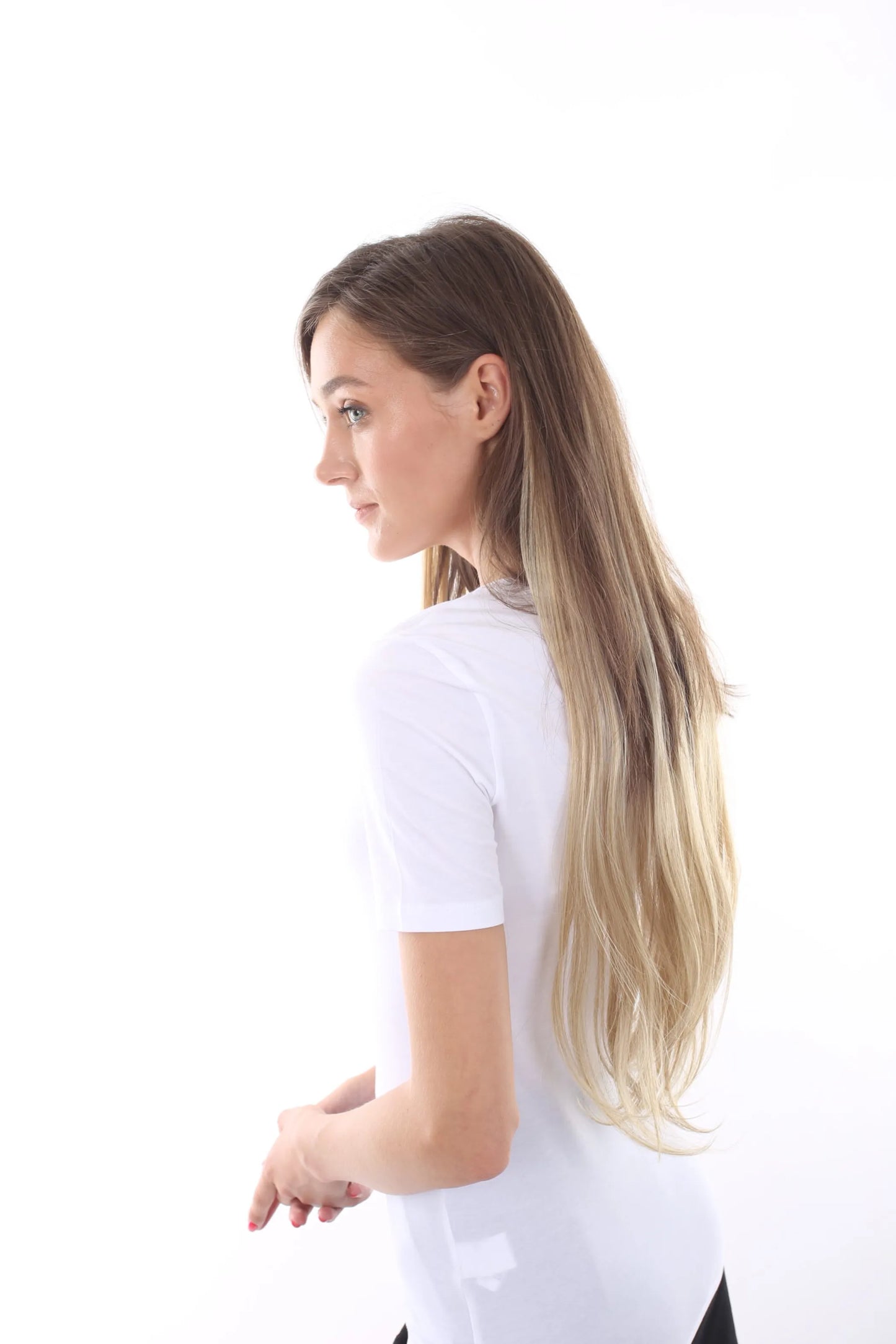 Styless Straight Natural Blonde High Heat Jaw Clip 25.5 inch Ponytail Extension