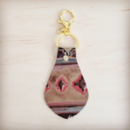 Embossed Leather Key Chain - Turquoise Navajo 700b