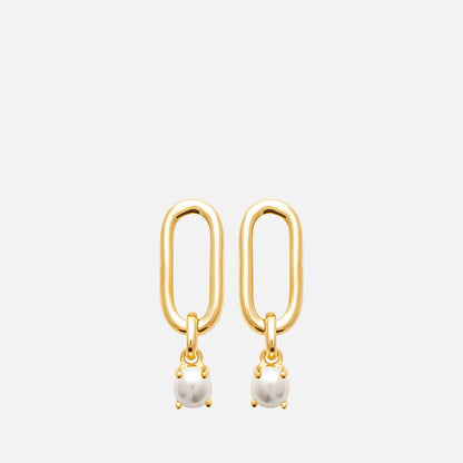 MKF Collection by Mia K. - Elodie Link & Pearl Drop Earrings