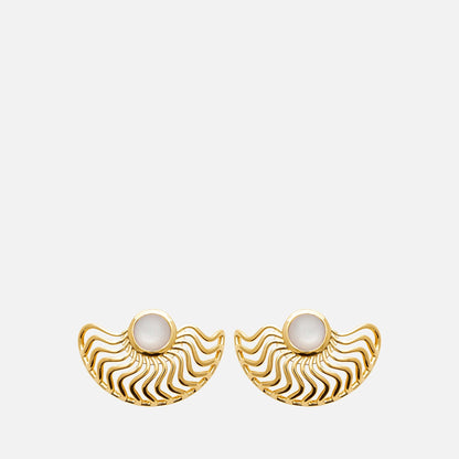 MKF Collection by Mia K. - Solis Fan Stud Earrings