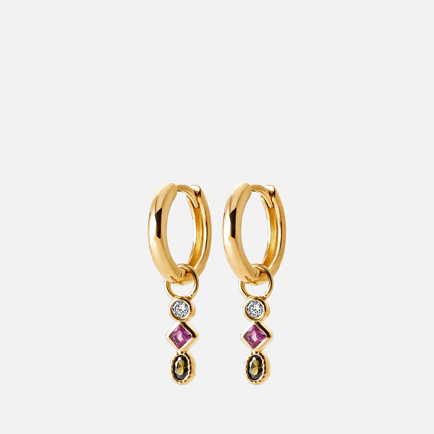 MKF Collection by Mia K. - Lya Multi-Stone Huggie Earrings