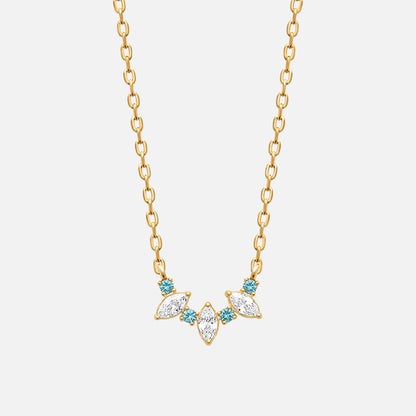 MKF Collection by Mia K. - Aquamarine Bloom Arc Necklace
