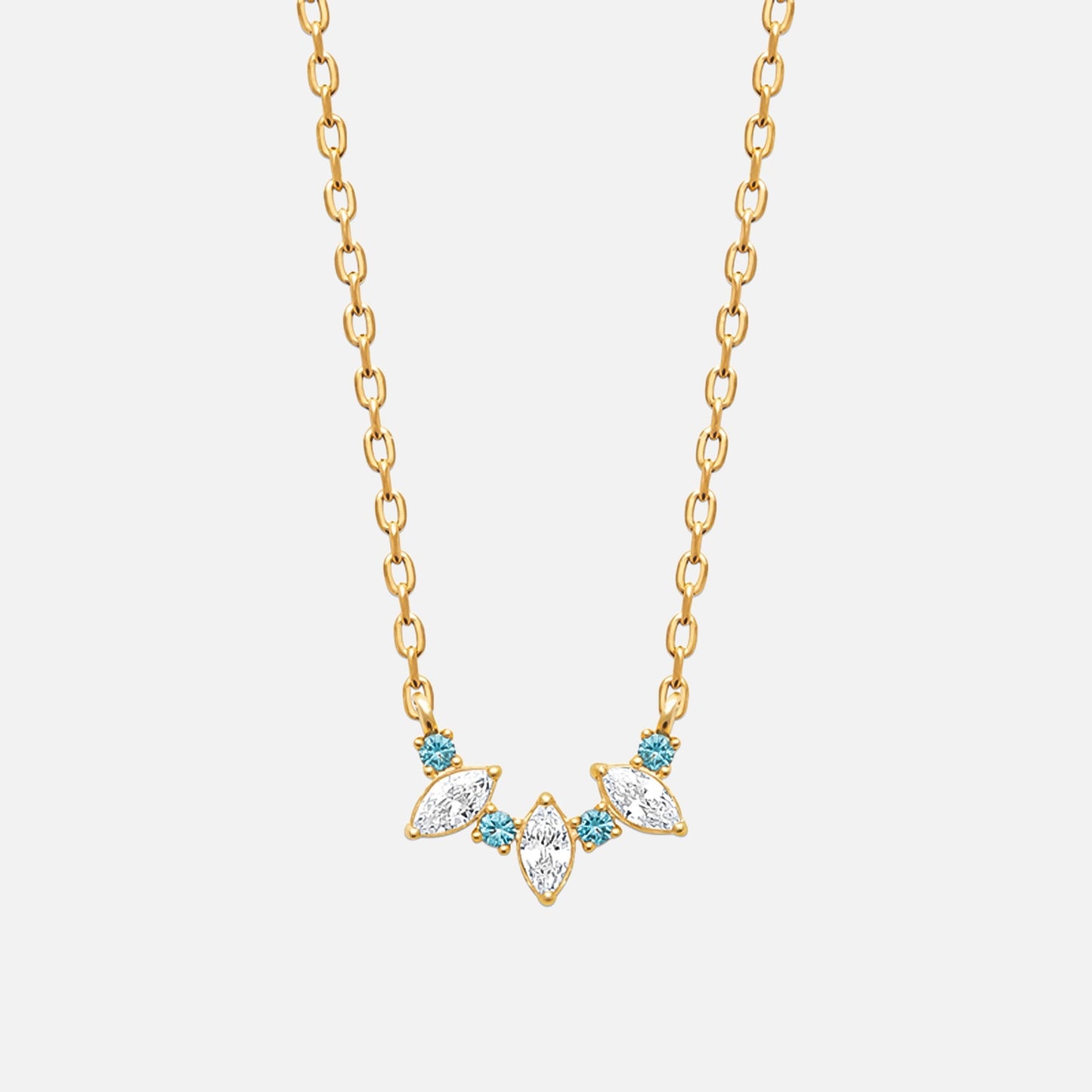 MKF Collection by Mia K. - Aquamarine Bloom Arc Necklace