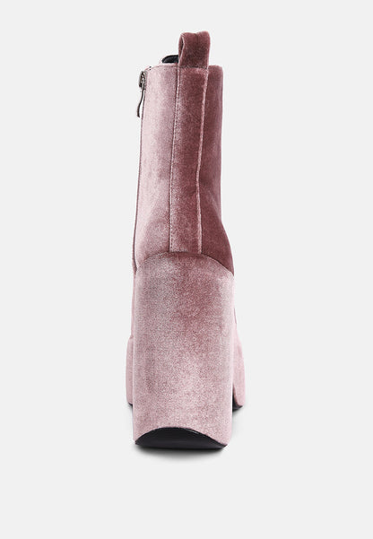 Ashcan High Platform Velvet Ankle Boots