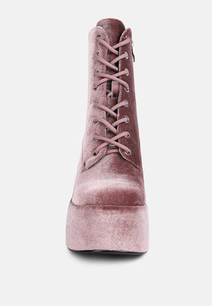 Ashcan High Platform Velvet Ankle Boots