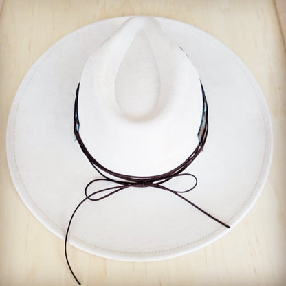 Wide Genuine Leather Blue Navajo Hat Band w/ Turq 953j