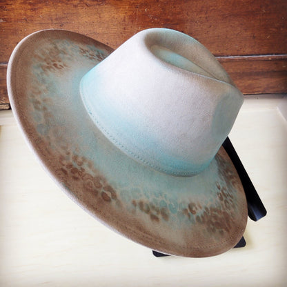Hand-Painted Leopard Boho Western Cowgirl Hat Only- Brown 986x