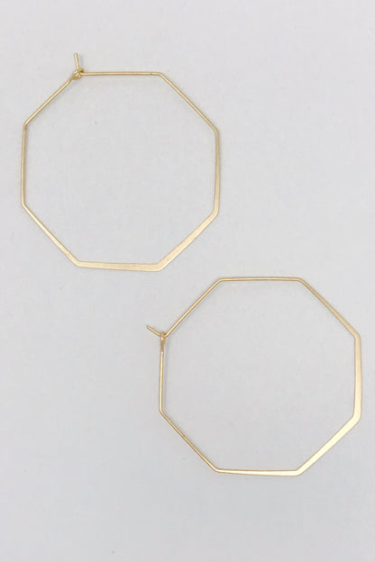 Smaller Stylish Octagon Wire Hoop Earrings