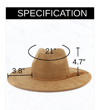 Boho Western Hat w/ Feather Tie Hat Band-Rust 982t