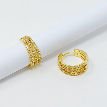 Triple Shine Huggie Earrings