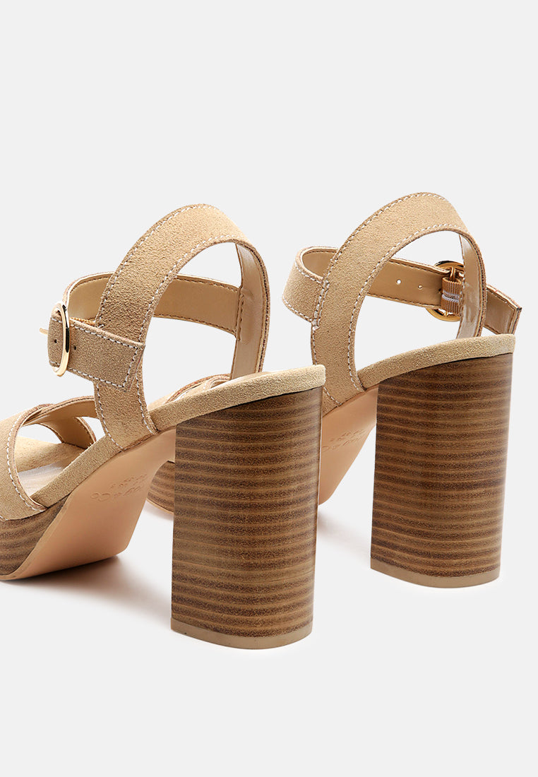 Choupette Suede Leather Block Heeled Sandal