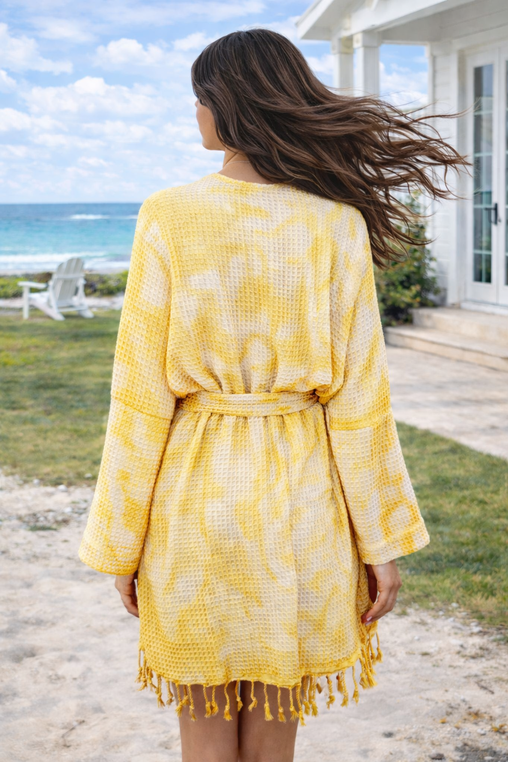 Unisex Cotton Waffle Robe, Honeycomb Weave Bath, Beach & Spa Robe, One Size Oversized