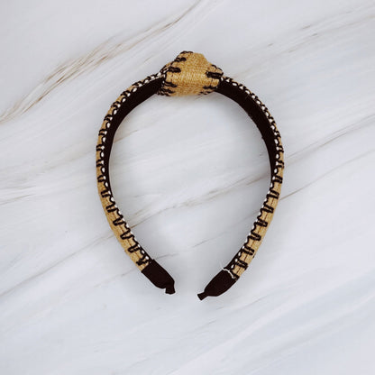 Color Stitched Raffia Headband