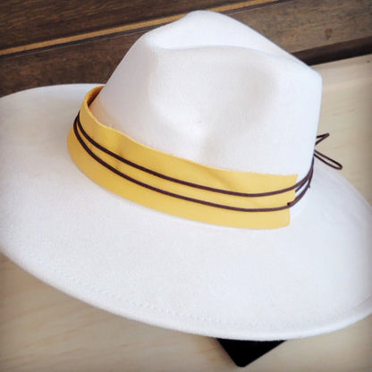 Wide Genuine Leather Mustard Hat Band Only 954k