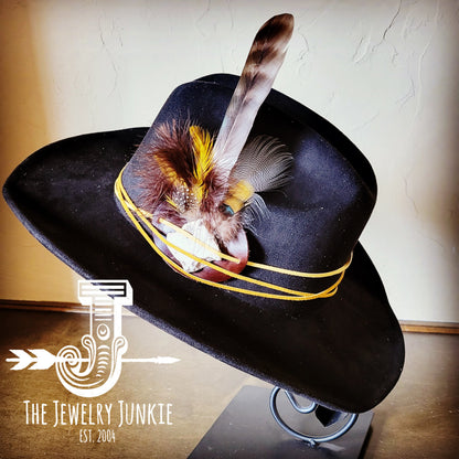 **Cowgirl Western Felt Hat w/ Choice of Turquoise Hat Accent-Black 981b