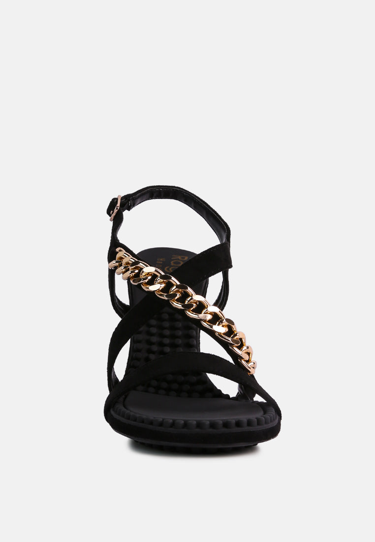 Domeda Metal Chain Mid Heel Sandal
