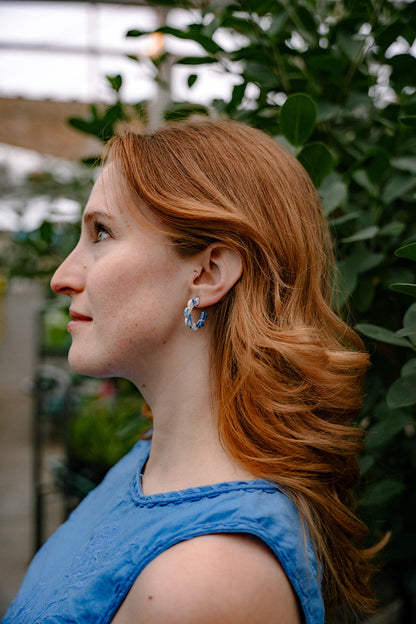 Flora Mini Hoops - Greek Goddess Blue