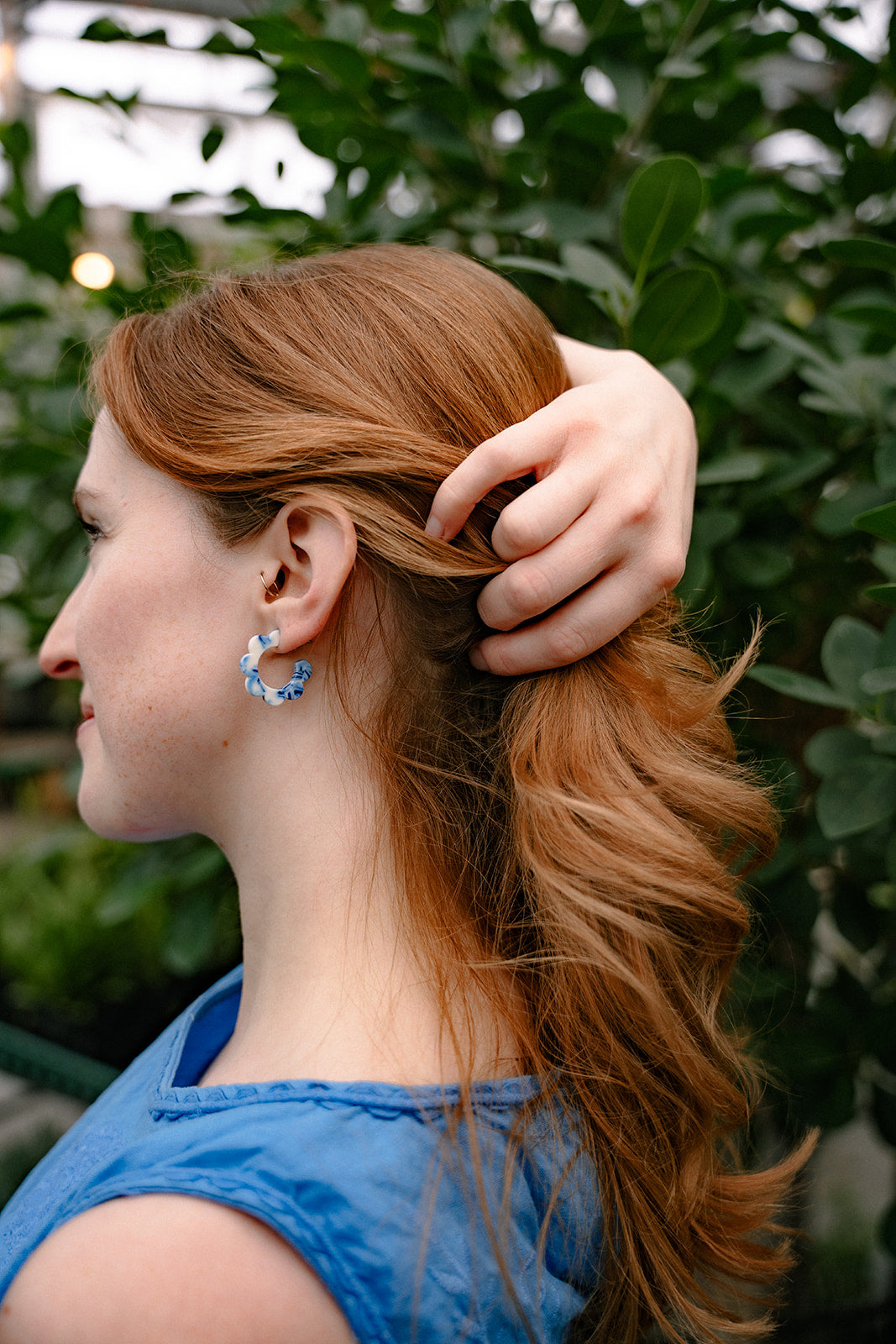 Flora Mini Hoops - Greek Goddess Blue