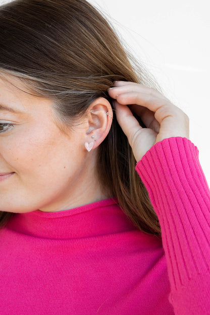 Hand Drawn Heart Studs- Pink