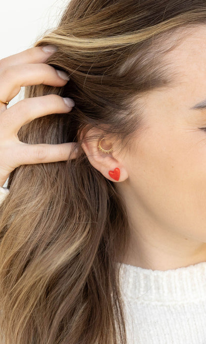 Hand Drawn Heart Studs - Bubblegum Bliss
