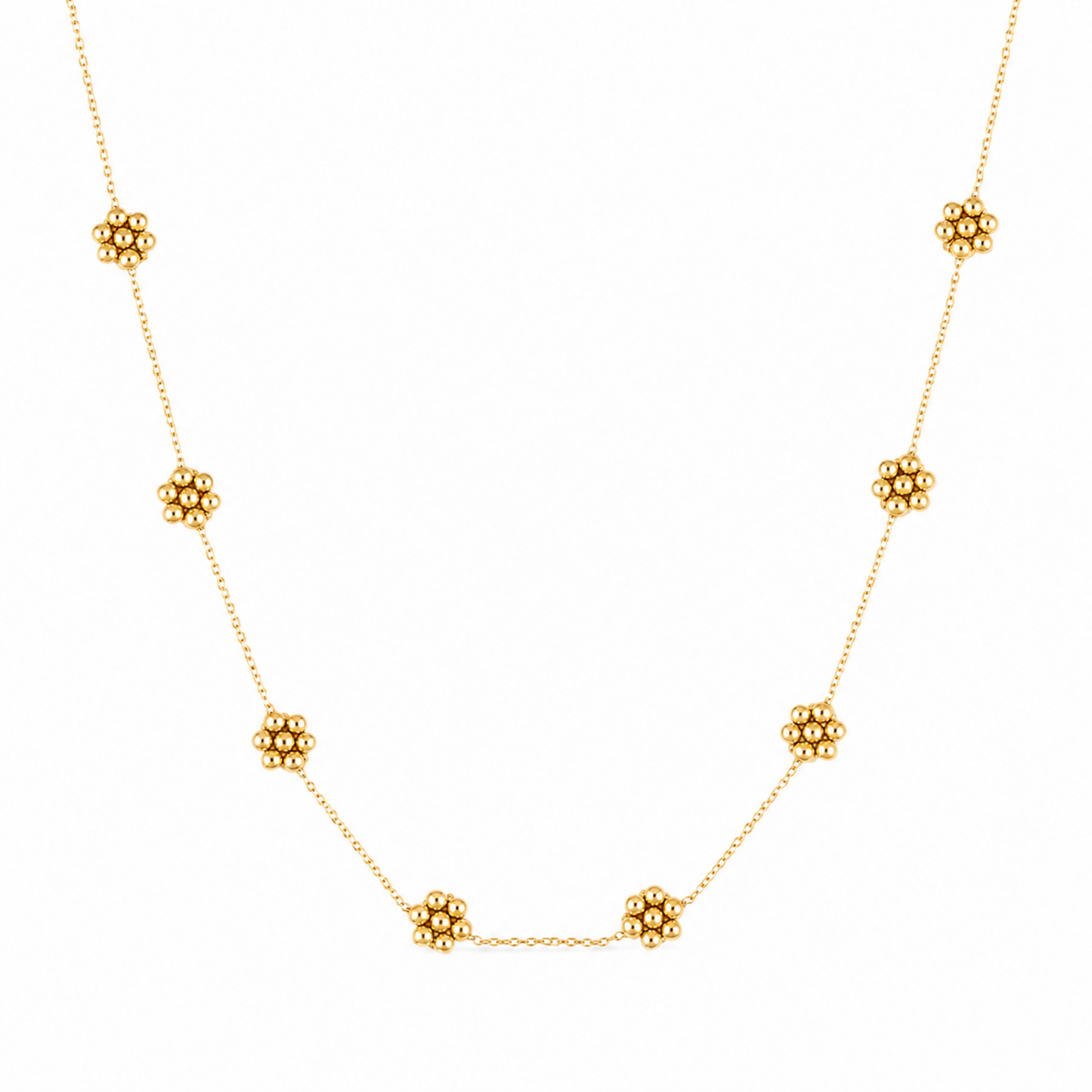 Dainty Golden Bead Flower Necklace - Waterproof Stainless Steel